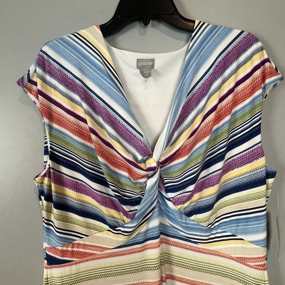Chico's Fantastical Stripe Twist Front Maxi Dress US size XL Chicos Size 3 - Picture 2 of 9